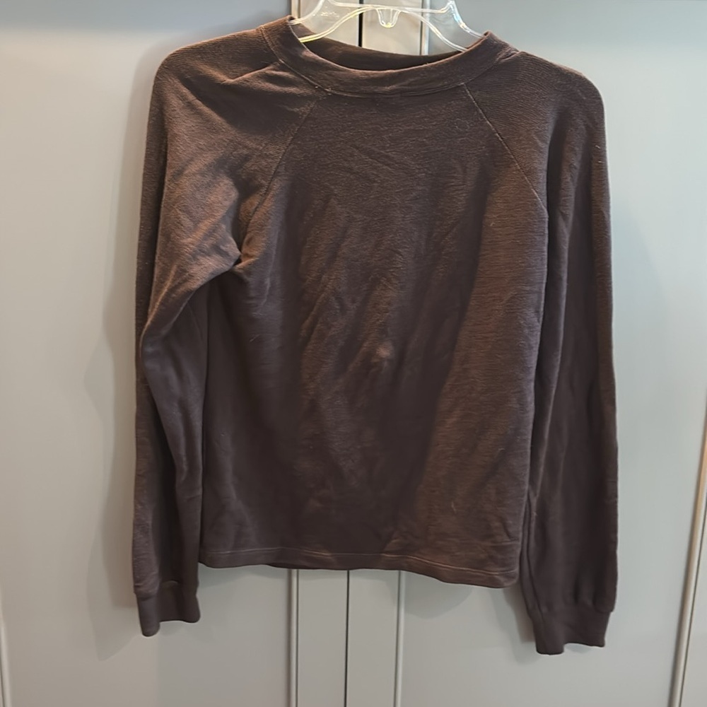 Monrow Peekaboo Sweatshirt in Cocoa sz sm - Picture 3 of 3